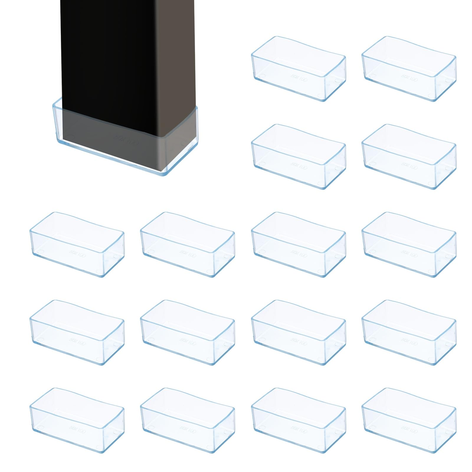 sourcing map 8Pcs Chair Leg Floor Protectors, 3.9 x 2 Inch Clear Chair Leg Caps, Rectangular Transparent Furniture Foot Covers Non-Slip Anti-Scratch for Floor, Hardwood, Tile Protection