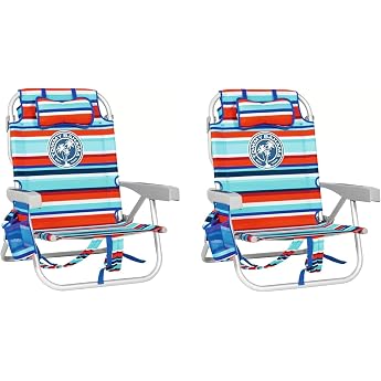 Tommy Bahama Pack of 2 Aluminium Beach Chair Backpack Tropical Sunset