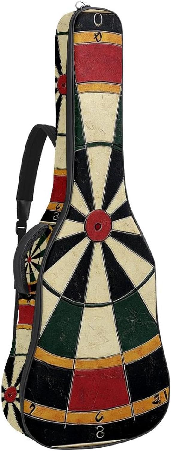 Acoustic Guitar Gig Bag 10mm Thick Padding, Soft Waterproof Guitar Case with Adjustable Backpack Straps for 40-42 Inch Guitar, Vintage Sport Darts Target