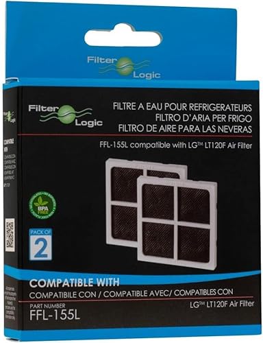 FilterLogic FFL-155L | Luftfilter für Kühlschrank, kompatibel mit LG Pure N Fresh ADQ73214405 ADQ73214404 ADQ73214408 Antibakterieller Pur Air Kühlschrankfilter (2er Pack)