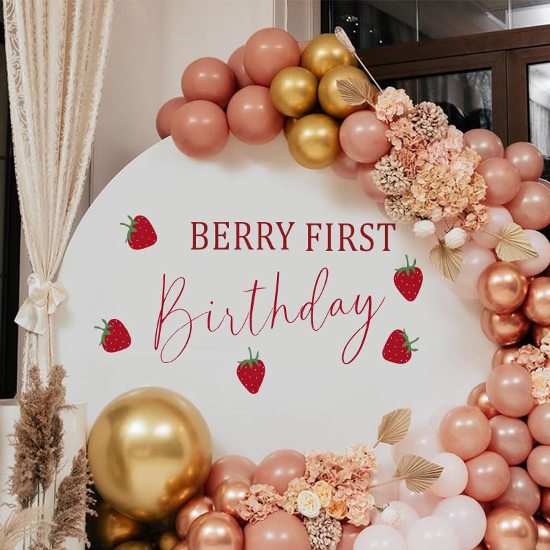 Berry First Birthday Arch Backdrop Decor Decal, Baby Shower Bridal Shower Decor, Anniversary 1st Birthday Party Photo Shoot Props Supplies