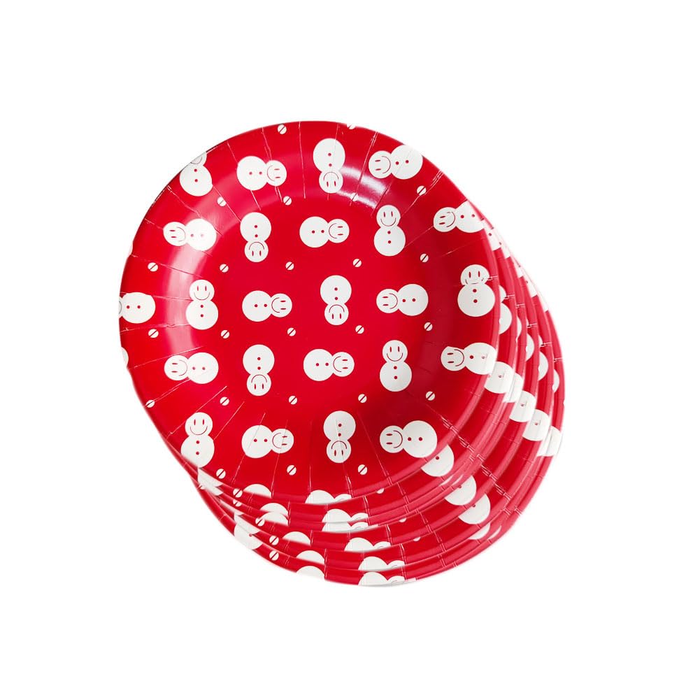 Lot de 80 assiettes en carton jetables rondes avec motifs de Noël - Assiettes à goûter - Assiettes à gâteau pour vaisselle de fête d'anniversaire, pique-nique, fête de Noël, mariage