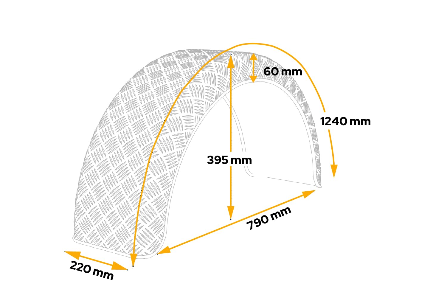 Błotnik do przyczepy 15-16" DOMAR D29130 nadkole 790/220mm