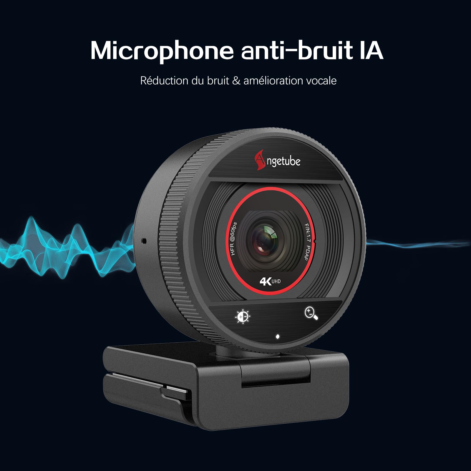 Angetube Webcam 4K pour PC, Caméra Streaming 1080P@60FPS avc Autofocus PDAF