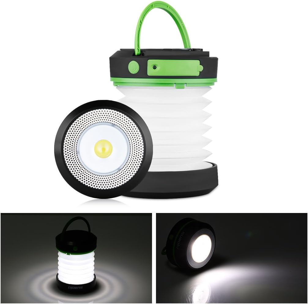 SUAOKI Camping Lantern Led Light Flashlight Rechargeable Battery (Powered by Hand Crank and USB Charging) Collapsible Ultra Compact Great for Hiking Camping Tent Garden Patio etc