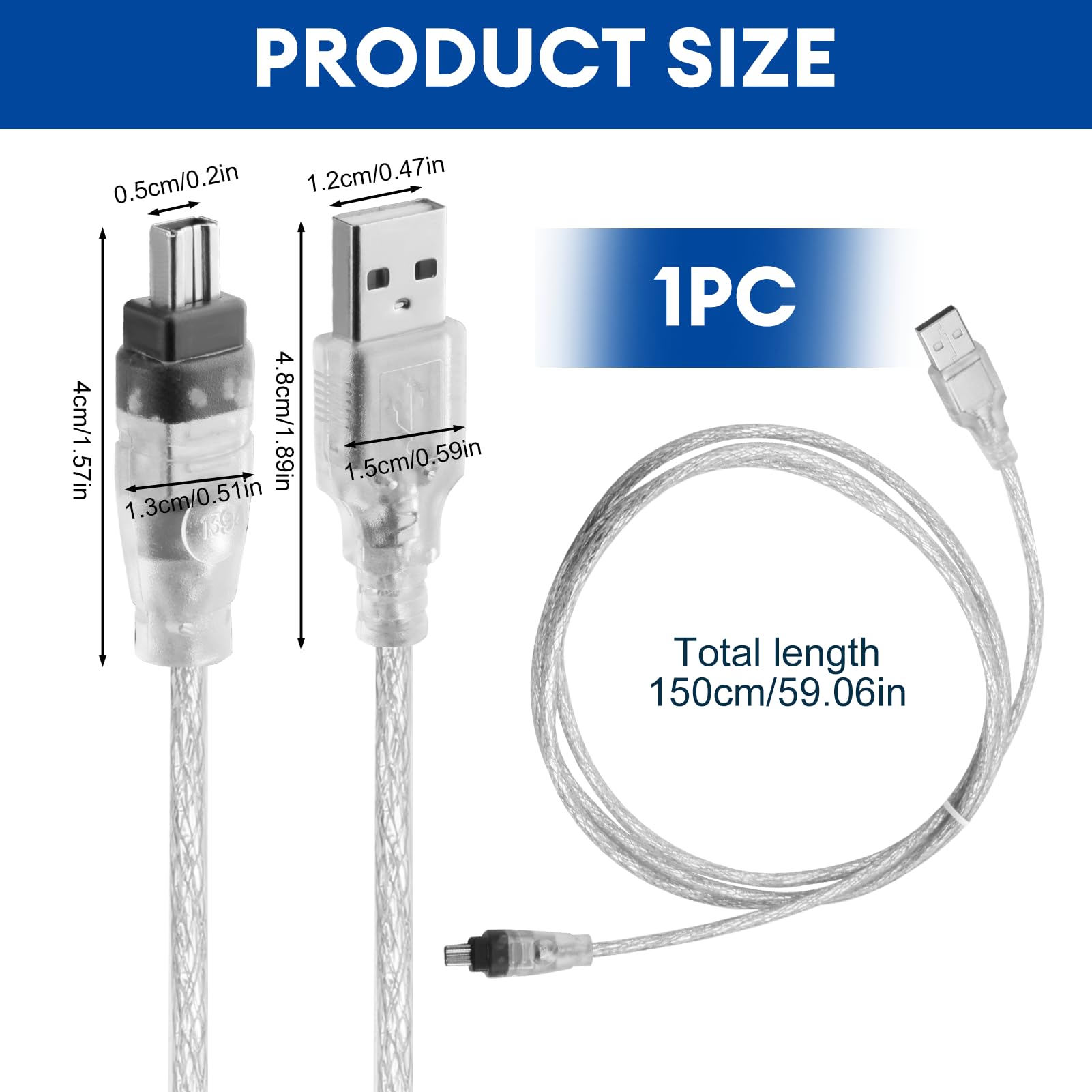 Cavo USB a FireWire IEEE 1394 4 pin iLink da 1 m per Sony DCR-TRV75E DV, adattatore USB tipo A a 1394 per trasferimento dati video DV, cavo IEEE 1394 a USB per videocamera digitale