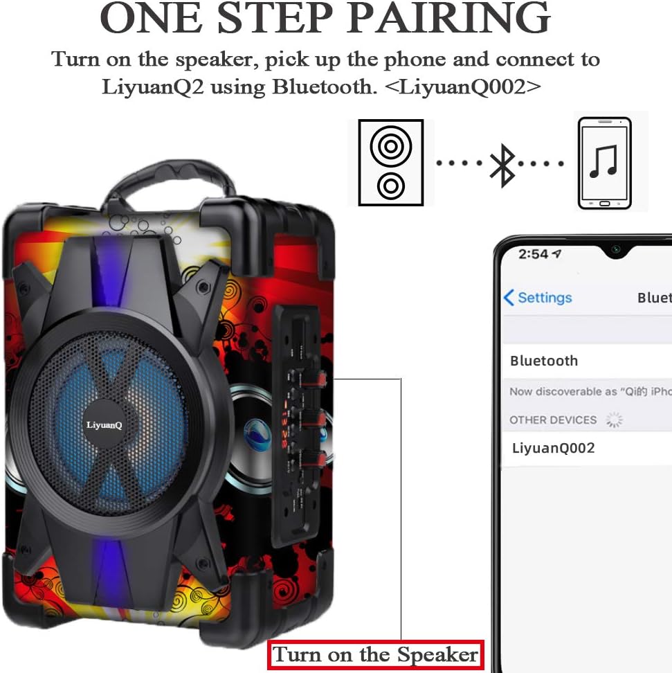 🔥 Cаѕhbасk uр tо 70% LiyuanQ Bluetooth Speaker Portable Wireless Speaker with Microphone, Subwoofer Heavy Bass Wireless Outdoor Indoor Party Speakers MP3 Player Speaker Support FM Radio,Audio Recording,TF Card/USB