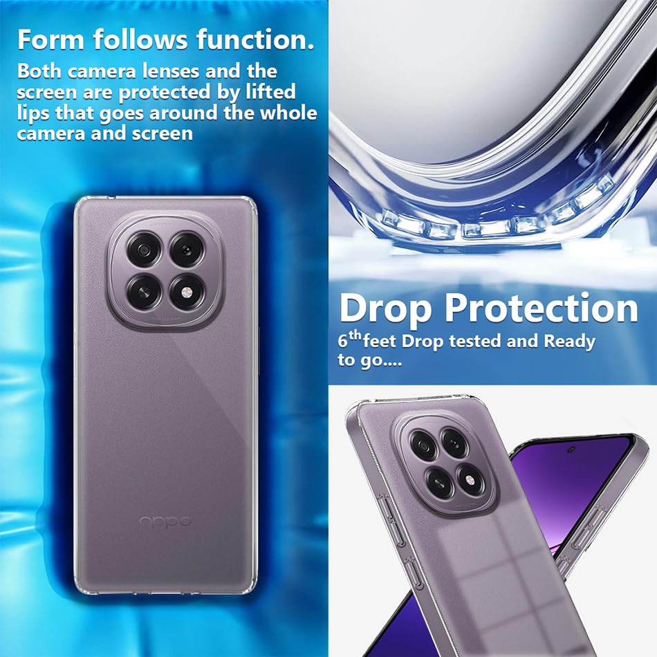 Image of Fashionury Crystal Clear Case for Oppo F29 5G | Yellowing Resistance | Transparent TPU Silicone | Raised Camera Lips | Slim Transparent Cover