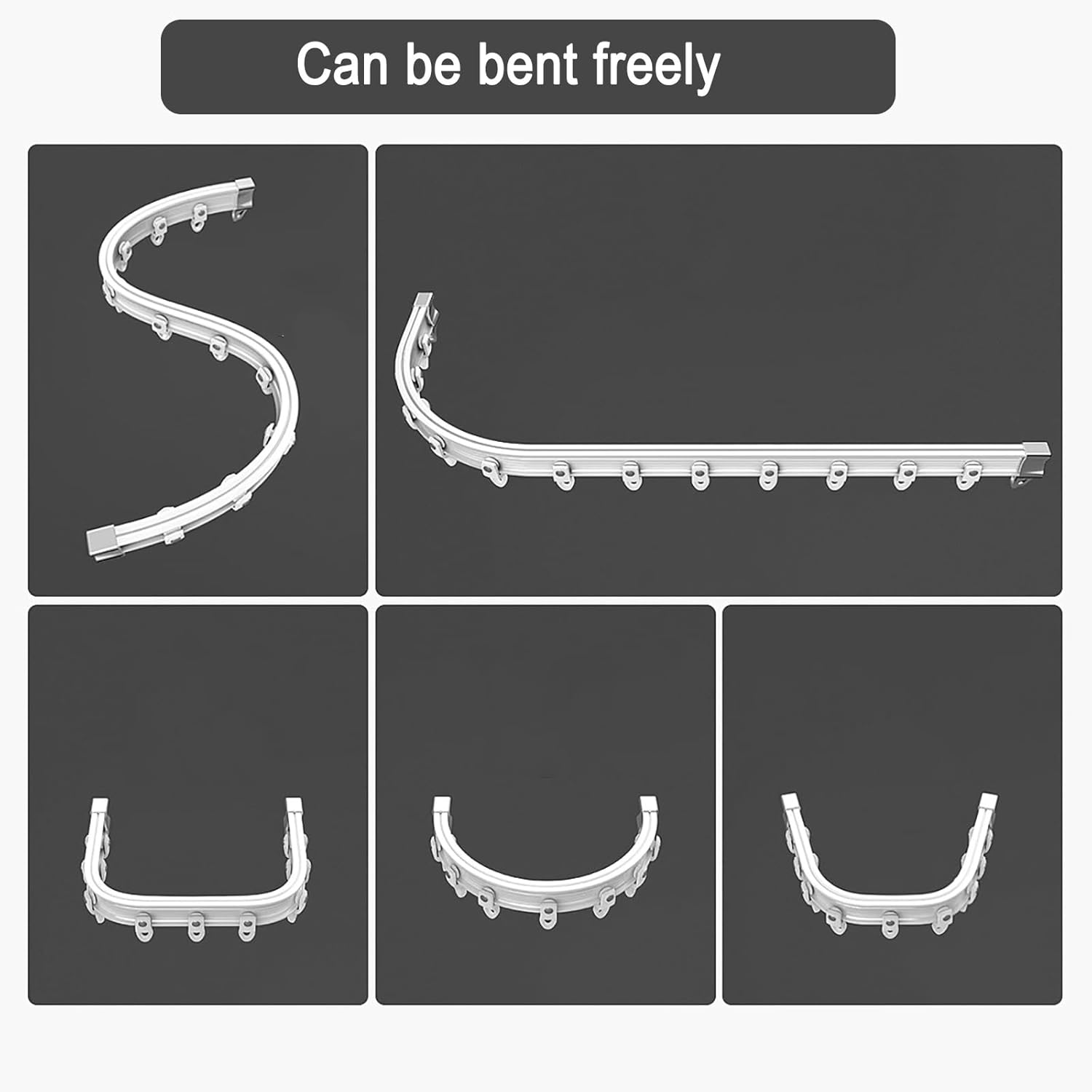 Ceiling Curtain Track, Silent Flexible Curtain Rail Track, Bendable Curtain Track, Ceiling/Wall Mount, Single/Double Rail, Adjustable Curved Window Curtain Track(Single/Wall,1.5m/4.92ft)