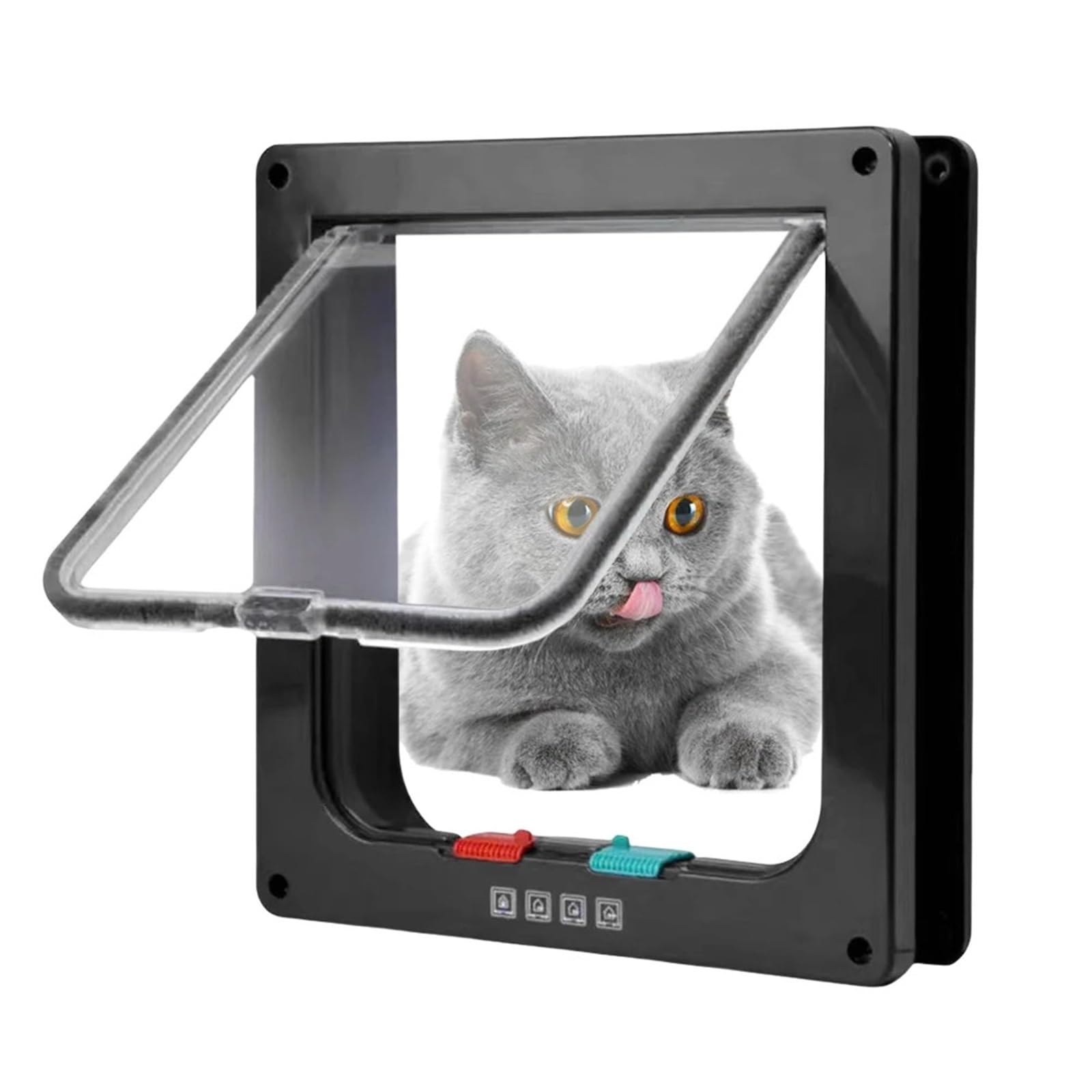 Gateras para Puertas Puerta pequeña de plástico ABS for Mascotas con Cerradura Seguridad 4 vías, Puertas Finas Transparentes for Gatos y correderas Resistentes a la Intemperie