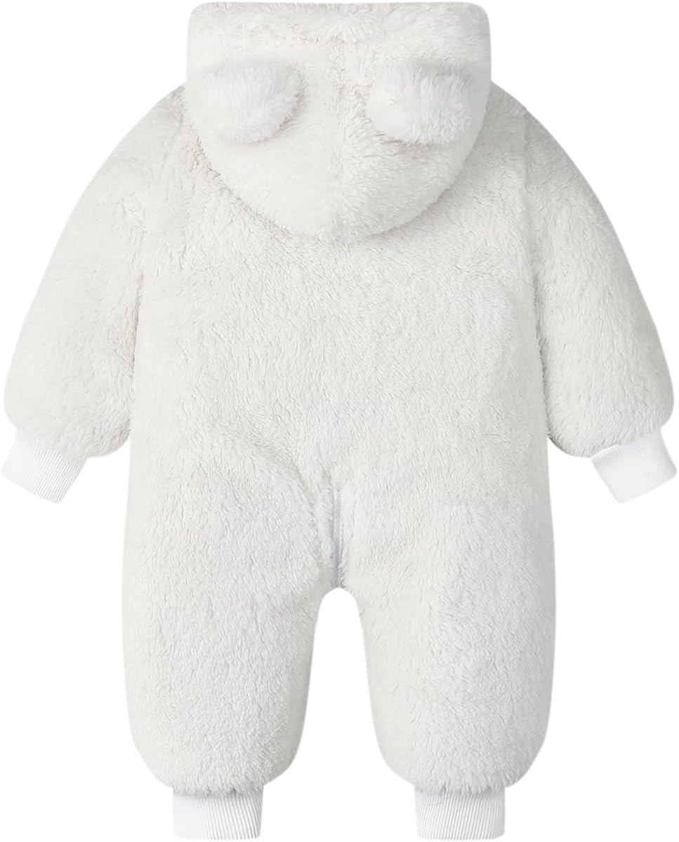 Baby Boy Winter Bear Snowsuit Toddler Girl Fleece Jumpsuit Infant Onesie Clothes