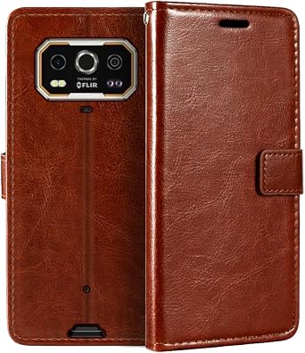 PU Leather Phone Wallet Case Compatible with Ulefone Armor 27T Pro, Magnetic Flip Cover with Card Slots, Full Protection and Stand Function (Brown)