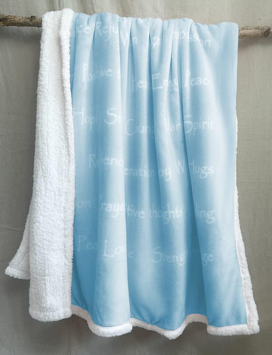 WOLF CREEK BLANKET - Compassion Blanket (Brand)- Strength Courage Super Soft Warm Hugs, Get Well Gift Blanket Plush Healing Thoughts Positive Energy Love & Hope (Light Blue, 50 x 65 Sherpa) - Image 5