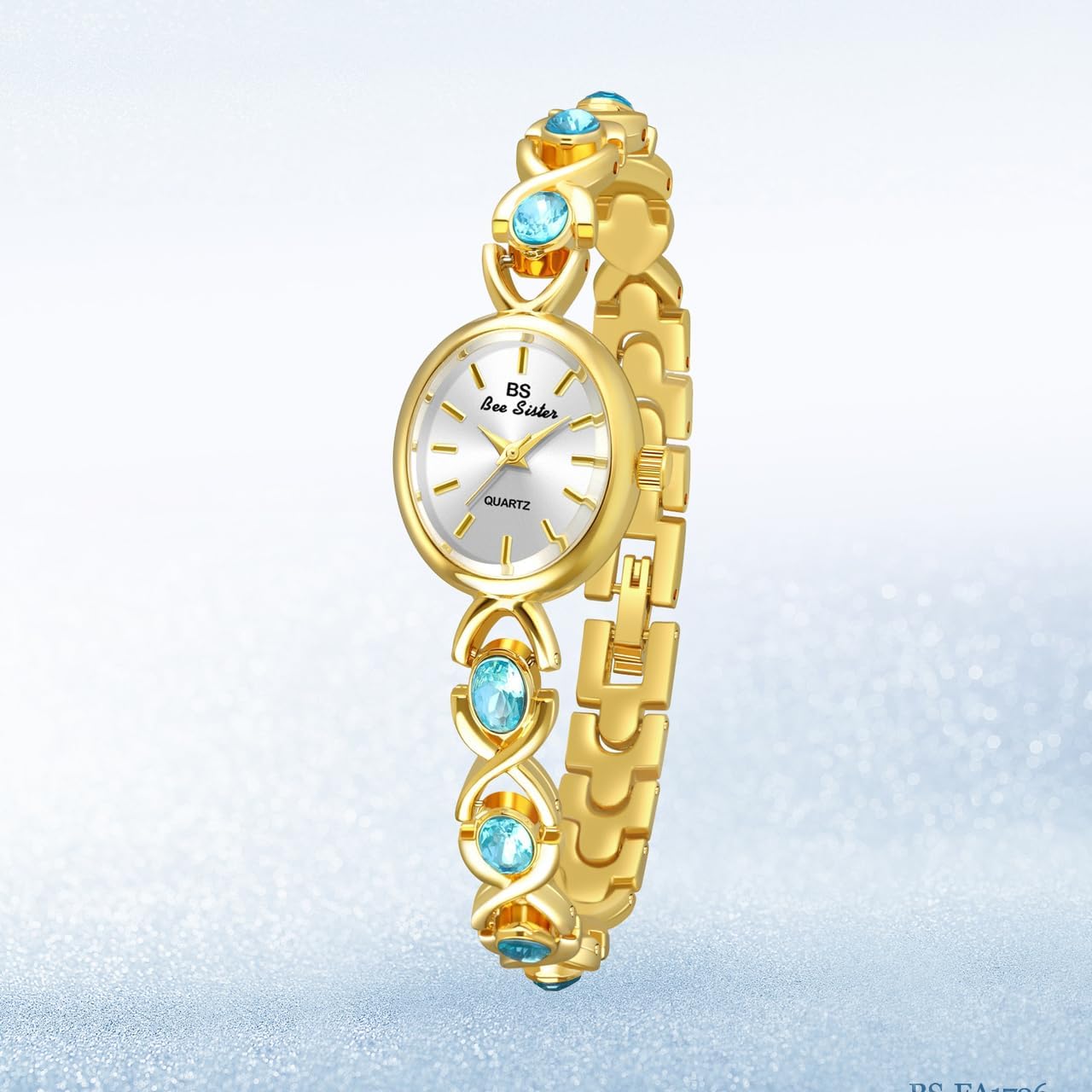 FANMIS Gold Tone Watches for Women with Small Vintage Bracelet Elegant Jade Oval Dial Dress Watch Fashion Quartz Wrist Watch Waterproof Watch - Image 3