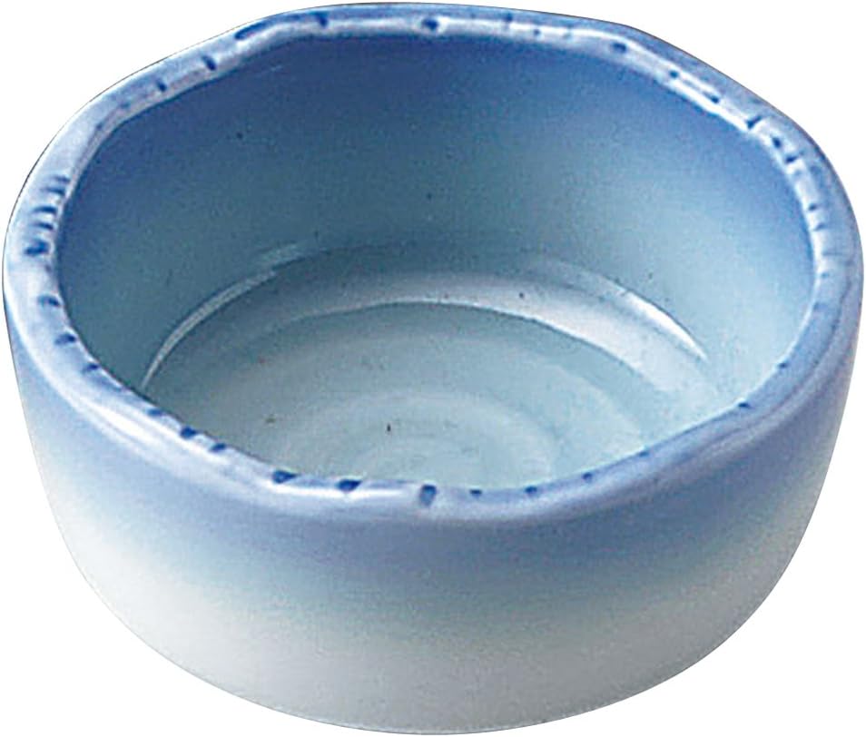 Yamashita Kogei 14390000 Blue Water Carving Round Chiyoguchi Diameter 2.6 x 1.2 inches (6.7 x 3 cm)