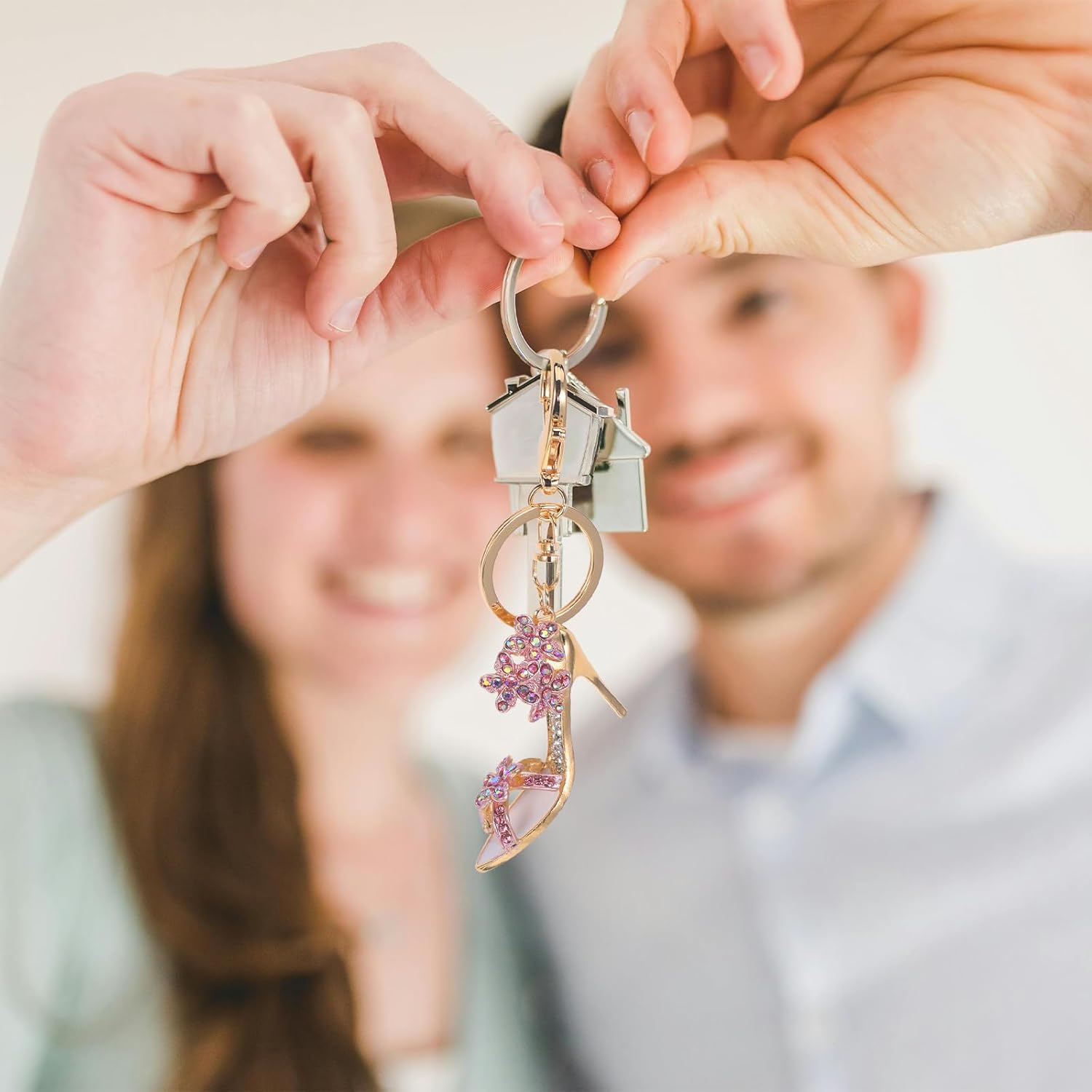 LIFKOME Rhinestone High Heel Keychain Stylish Alloy Pendant with Flower Decor Purse Accessory Lightweight and Chic Keyring for Handbag Backpack - Image 5