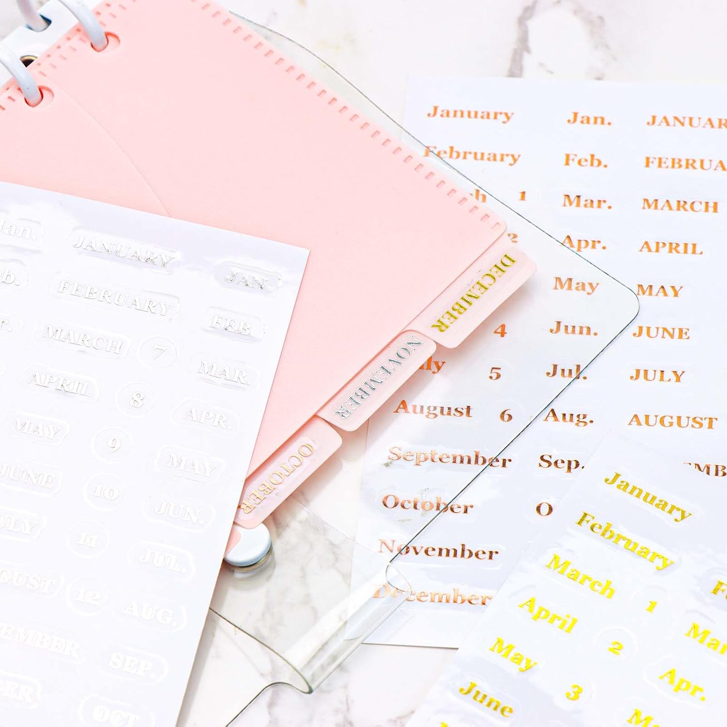AxeWoodz 6 Sheets Foil Monthly Tab Stickers Colorful Monthly Planner Stickers 12 Months Label Sticker Waterproof Index Sticker image 4