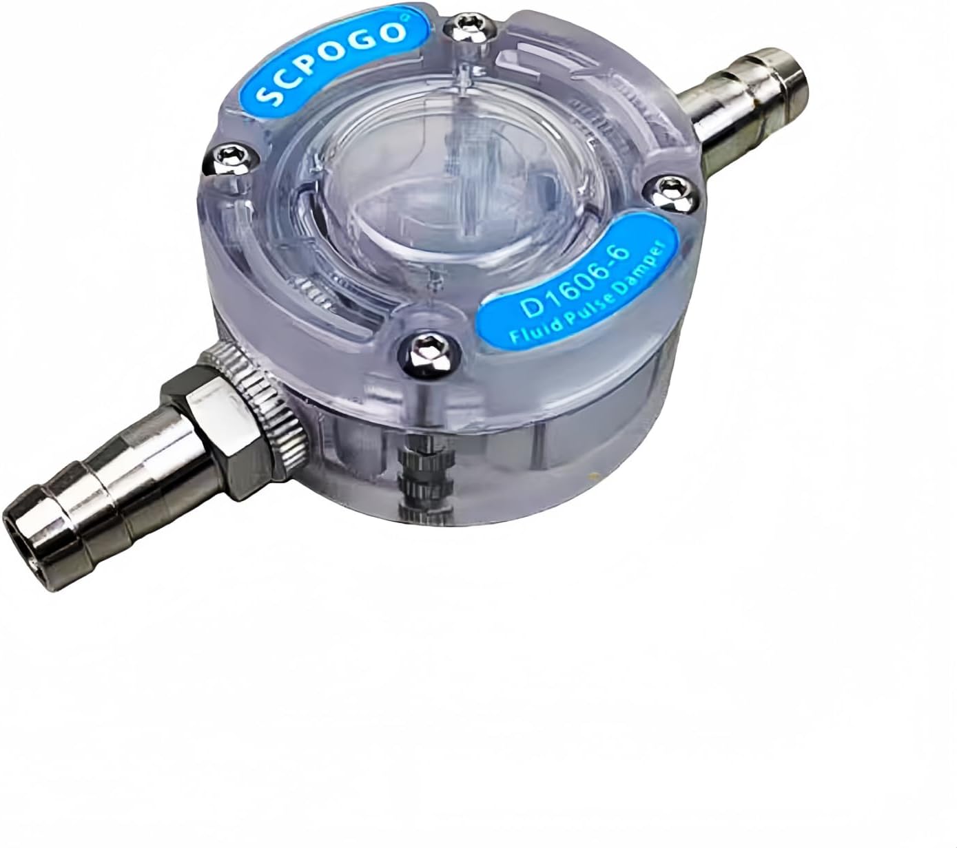 D1606-6 Peristaltic Pump Pulse Damper Food Liquid Pulsation Buffer Pulsation Dampener Accurate Liquid Delivery (D1606-6D-PC for tube 17#(6.4)、18#(7.9) 24#(6.4)、35#(7.9))