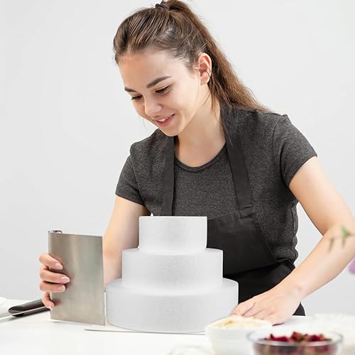 Miniatura 10 de Círculos de espuma para tartas, simuladores redondos de espuma falsa, mini juego para exhibición de boda, artes, práctica, molde de círculo de 3