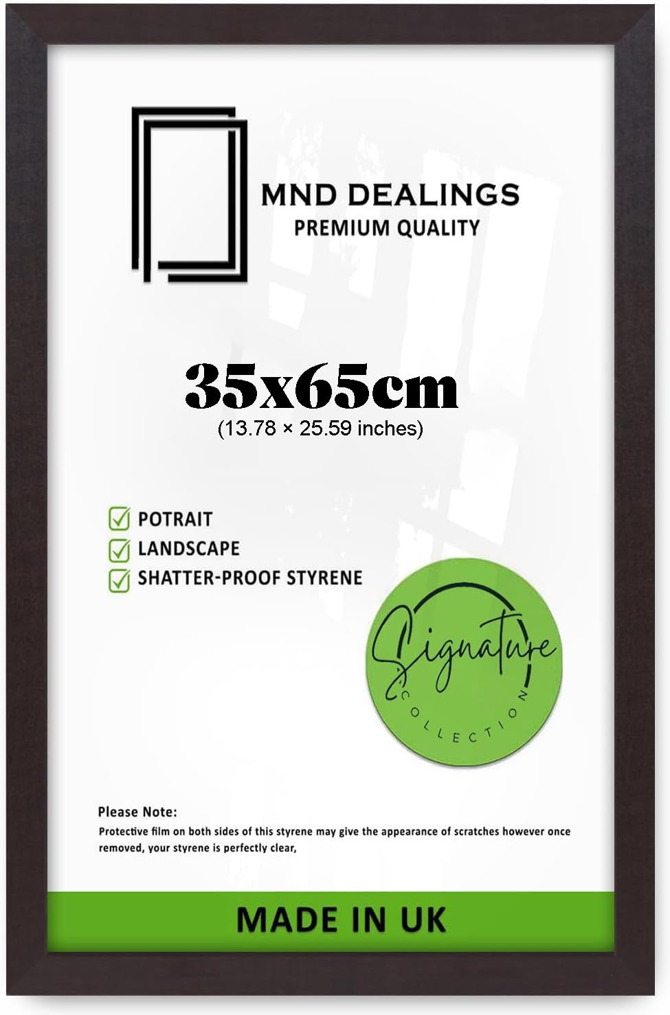 MND Dealings 35x65 Cm MDF Wooden Frame | Sleek Black Poster Frame with Acrylic Front | Great for Displaying Puzzles, Photos & Art Prints - (Mahogany)