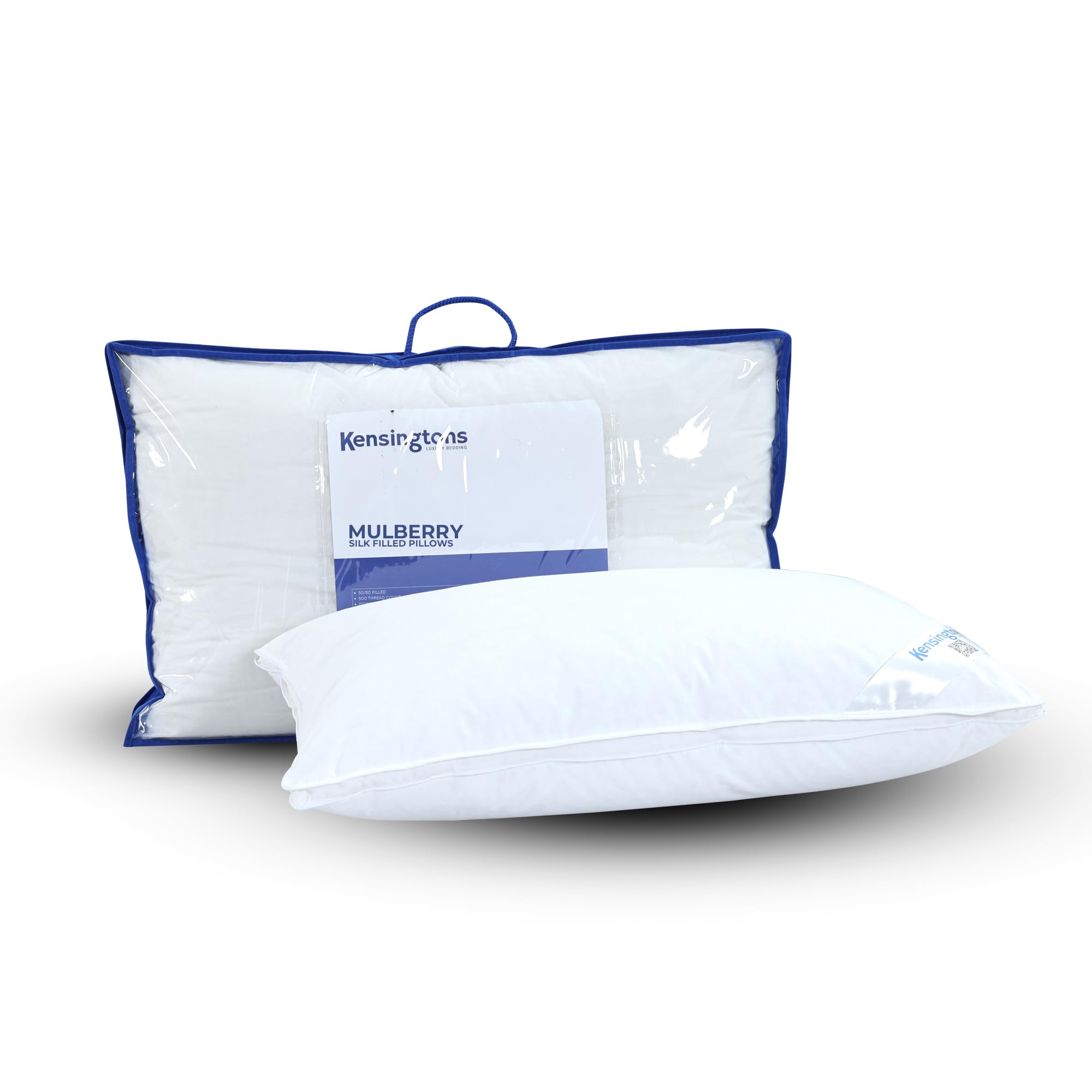 Luxury 100% Mulberry Silk Filled Pillows 1300G - Pack of 4 | 400TC Egyptian Cotton Cover | Standard Size 48x74cm, Anti-Allergy