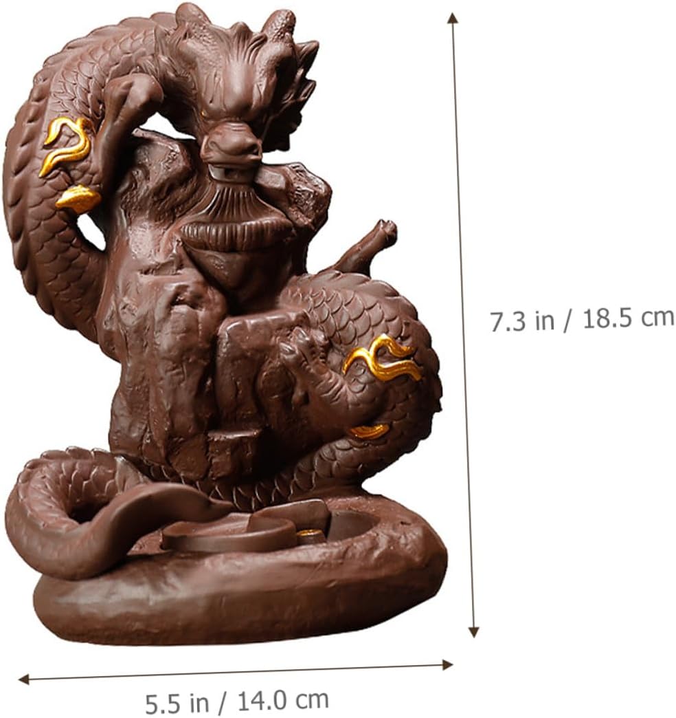 Purple Clay Backflow Incense Burner, Decorative Cone Incense Holder for Home and Office Desktop Adornment, Ceramic Censer with Waterfall Smoke Effect