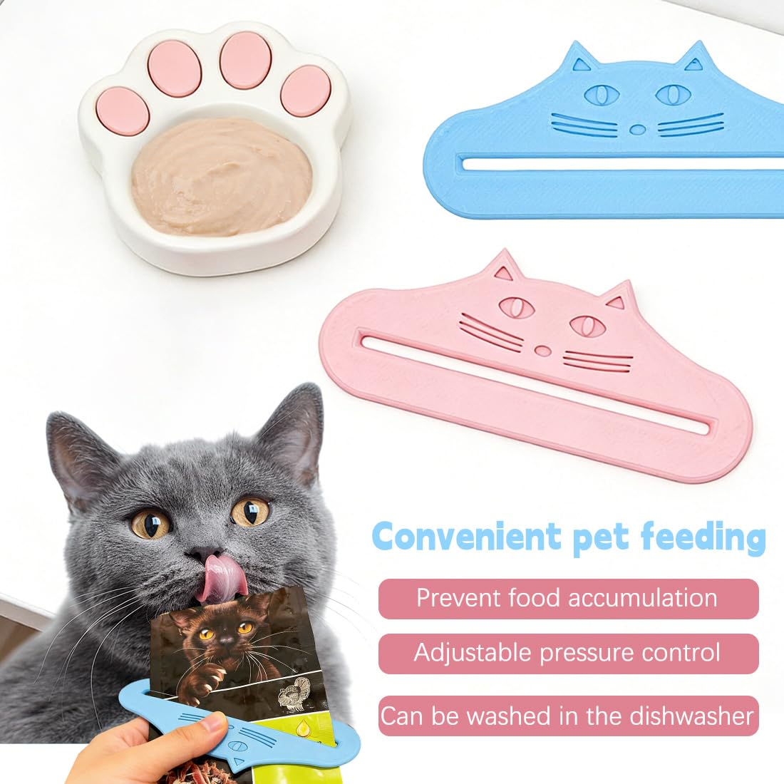 2 Pezzi Distributore Di Snack Spremitore Di Cibo Per Animali Domestici In Plastica Per Snack Per Animali Domestici, Casa, Viaggio, Campeggio, Rifugi Blu E Rosa 13X3.5 Cm