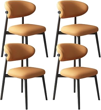 Dining Chairs Set of 4,Modern Dining Chairs with Thick Cushions,Kitchen Dining Room Chairs with Wooden Legs,Dining Chair for Kitchen, Living Room Orange Set of 4