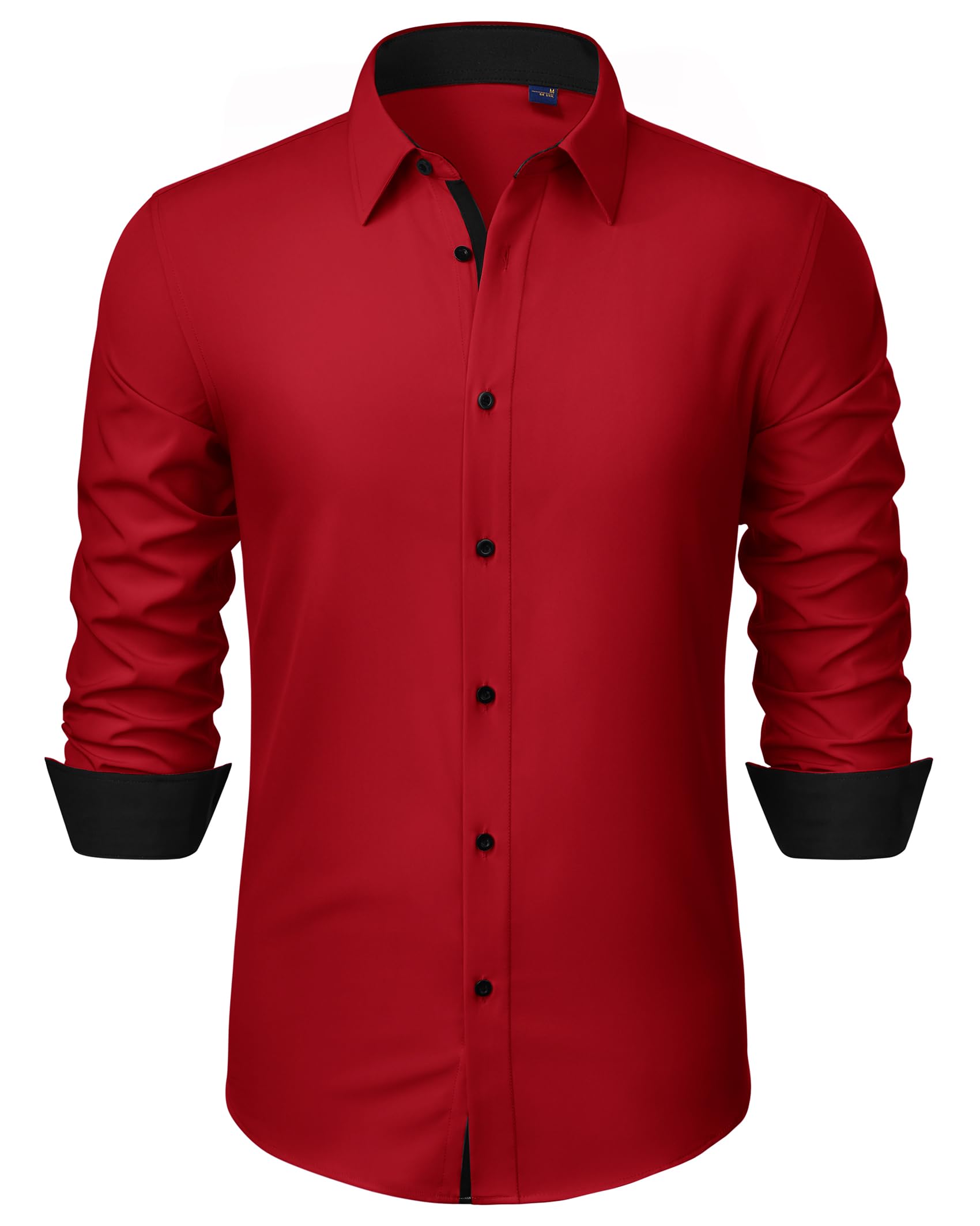 J.VER Hemd Herren Langarm Business Casual Hemden Knitterfreies Stretchhemd Regular Fit Freizeithemd Bügelfrei Unifarben Anzughemd Alltag Oberhemden