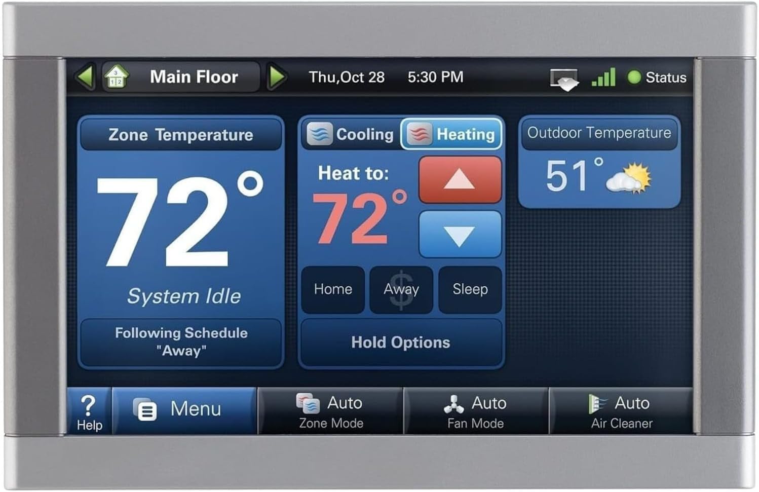 Trane XL1050 ComfortLink Wi-Fi Smart Thermostat – Model TZON1050AC52ZC Built-in Humidity Sensor with Zoning Control & 7″ high Definition Color Touchscreen Compatible with Variable Speed Systems
