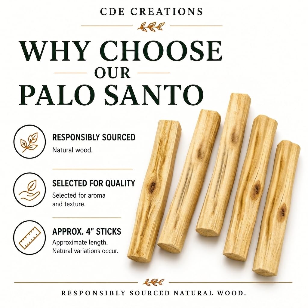 Palo Santo Smudging Sticks, High Resin Palo Santo, Holy Wood. Varilla de incienso premium certificada auténtica, cosechada salvaje para purificar, limpiar, curar, meditación y alivio