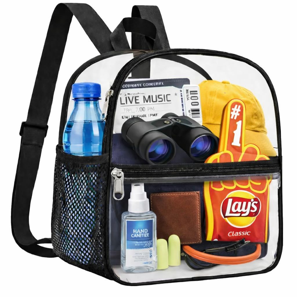 Oraben Small Clear Backpack Stadium Approved 12X11x6, Waterproof Clear Bag Stadium Backpack for Concert Work Sport Event