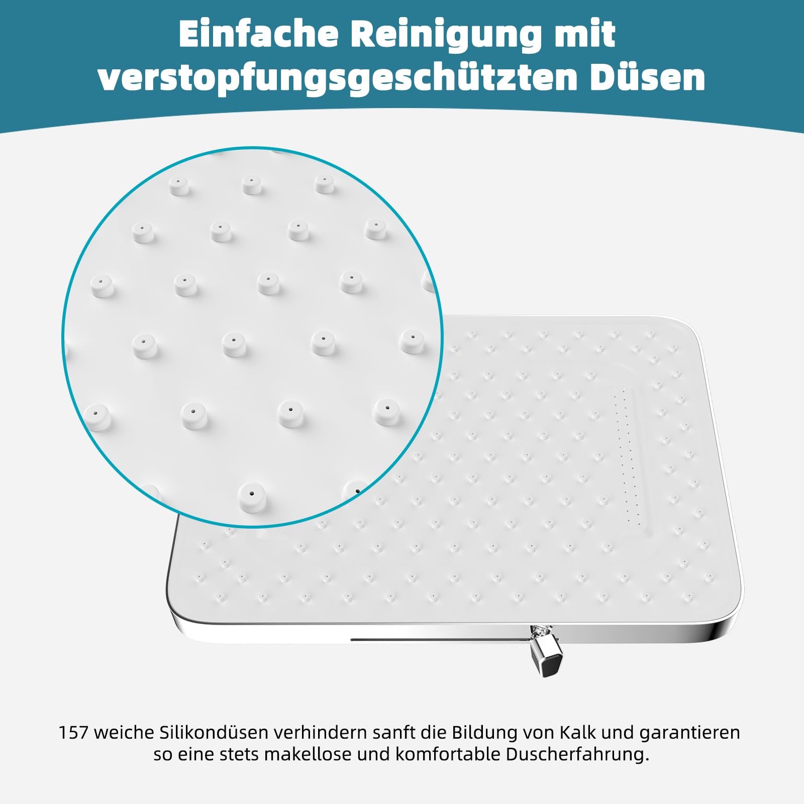 Hibbent Regen-Duschköpfe, 13 Zoll, 5 Sprüher Regenfall-Duschkopf, quadratische Einbau-Duschköpfe, schwenkbarer Strahlwinkel, üppiges Duscherlebnis, einfache Installation,Weiß