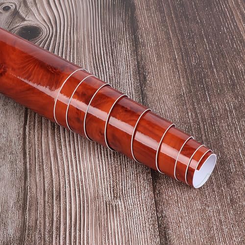 Image of Wood Grain Vinyl Wrap for Car Interior -Self-Adhesive DIY Decal - Bubble-Free & Waterproof Wood Texture Film for Dashboard (Brown-Birds Eye Wood Grain(High Glossy)-30 * 100cm)