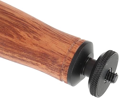 Miniatura 7 de Mango de madera para cámara, agujero universal de tornillos de 1/4 pulgadas, diseño de madera de pera, para cámara, lámpara de video LED, teléfono