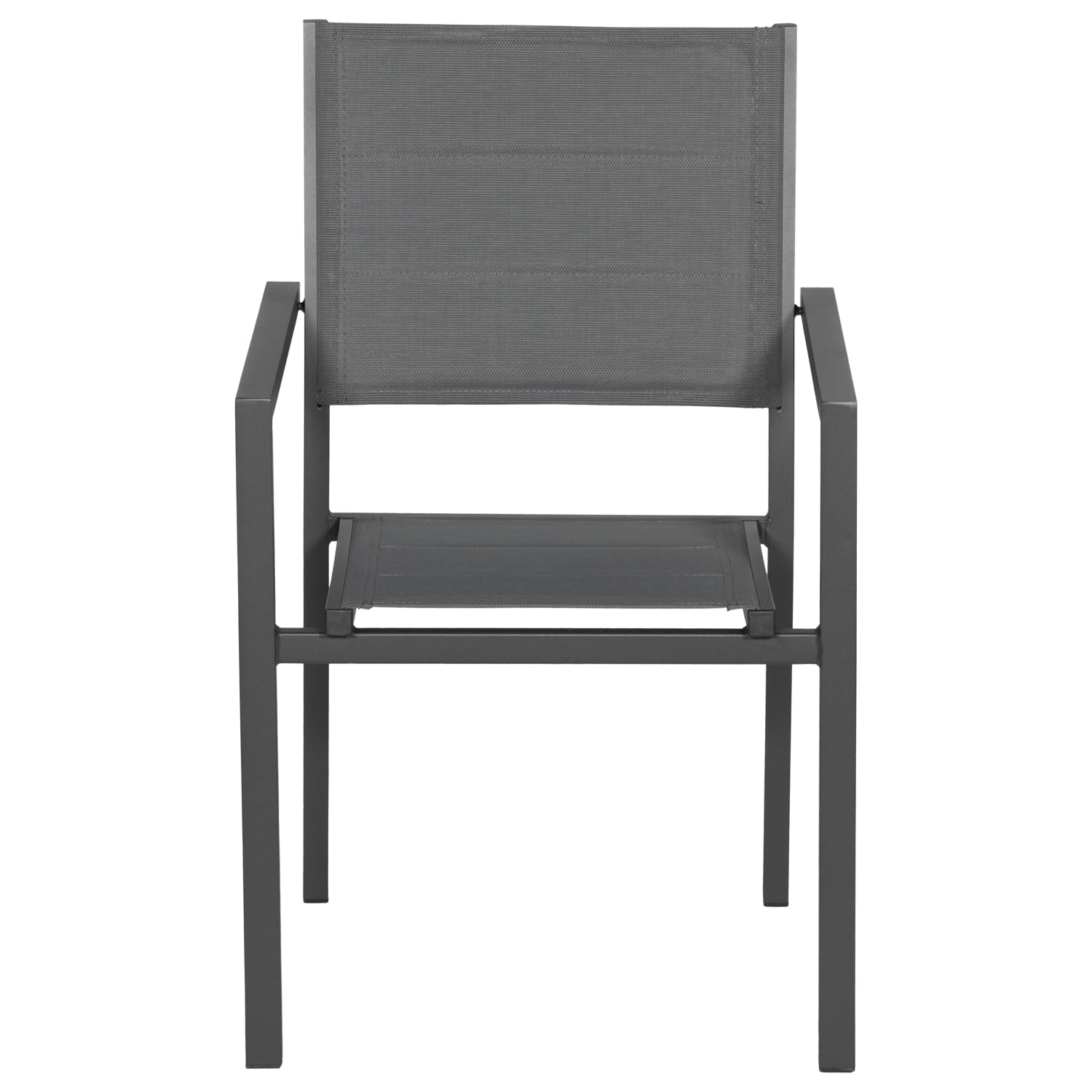 Happy Garden Lot de 8 chaises rembourrées en Aluminium Anthracite - textilène Gris