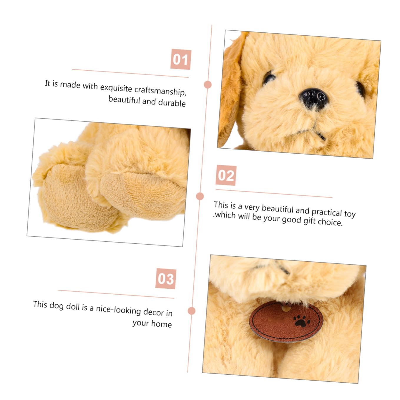 Muñeca de Cachorro de Peluche 1 Pieza de Algodón PP para Niños | Sentado, Forma de Perro Joven, Uso Decorativo, Ligero y Fácil de Guardar