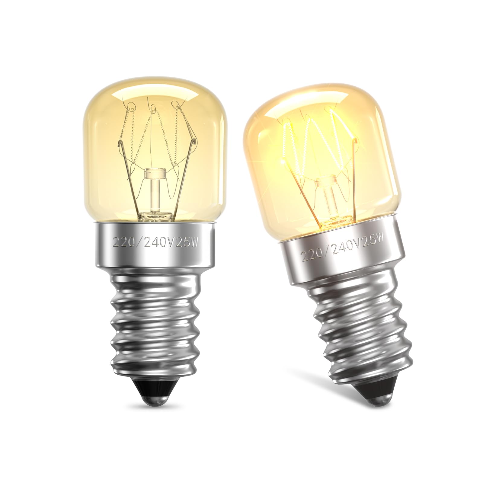 Klarlight 2 Pack Oven Bulb 25W E14 Incandescent Bulbs Dimmable Warm White 2400-2600K 300 Temperature Heat Resistant SES Small Edison Screw 360 Degree for Microwave, Fridge, Oven, Salt Lamp, Freezers