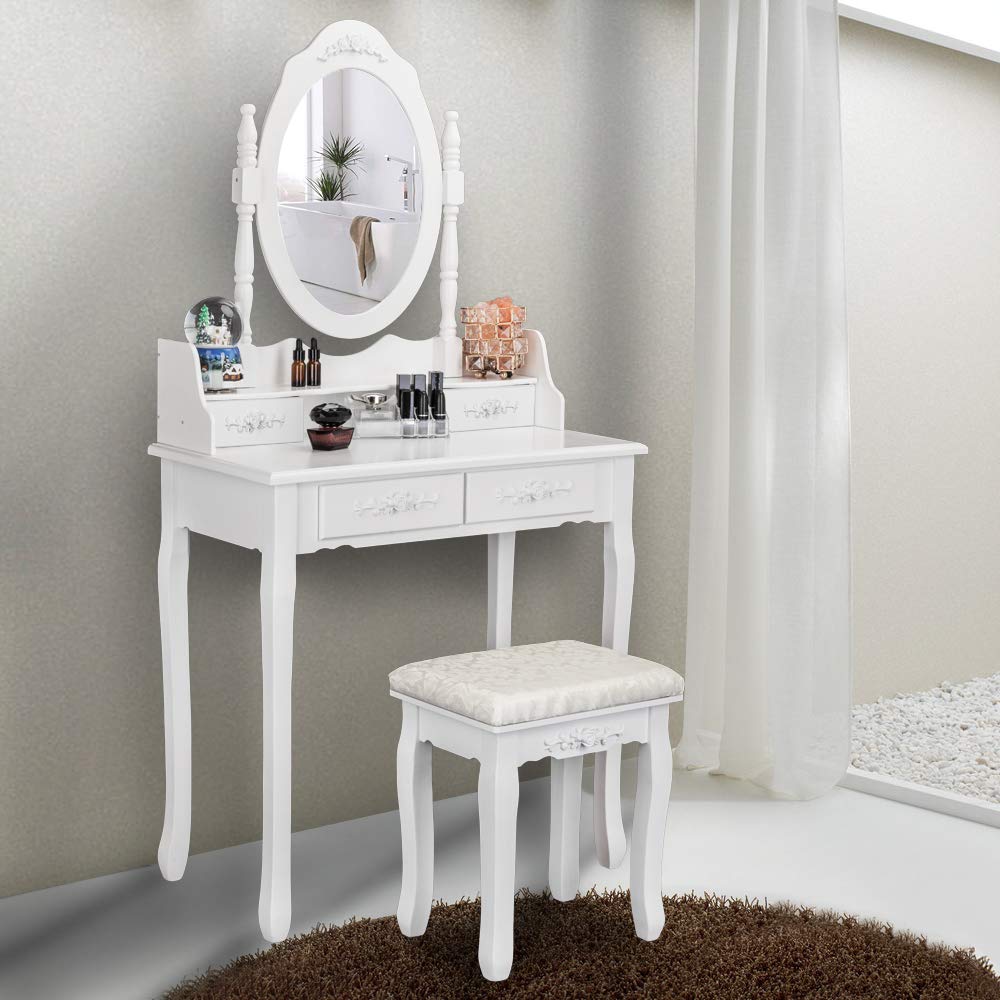 open lace back dress Amazon.com: Bonnlo Princess Vanity Set for Girls Vanity Set with Mirror Dressing  Table for Teens Vanity Desk for Girls Oval Mirror & 4 Drawers, White : Home  & Kitchen