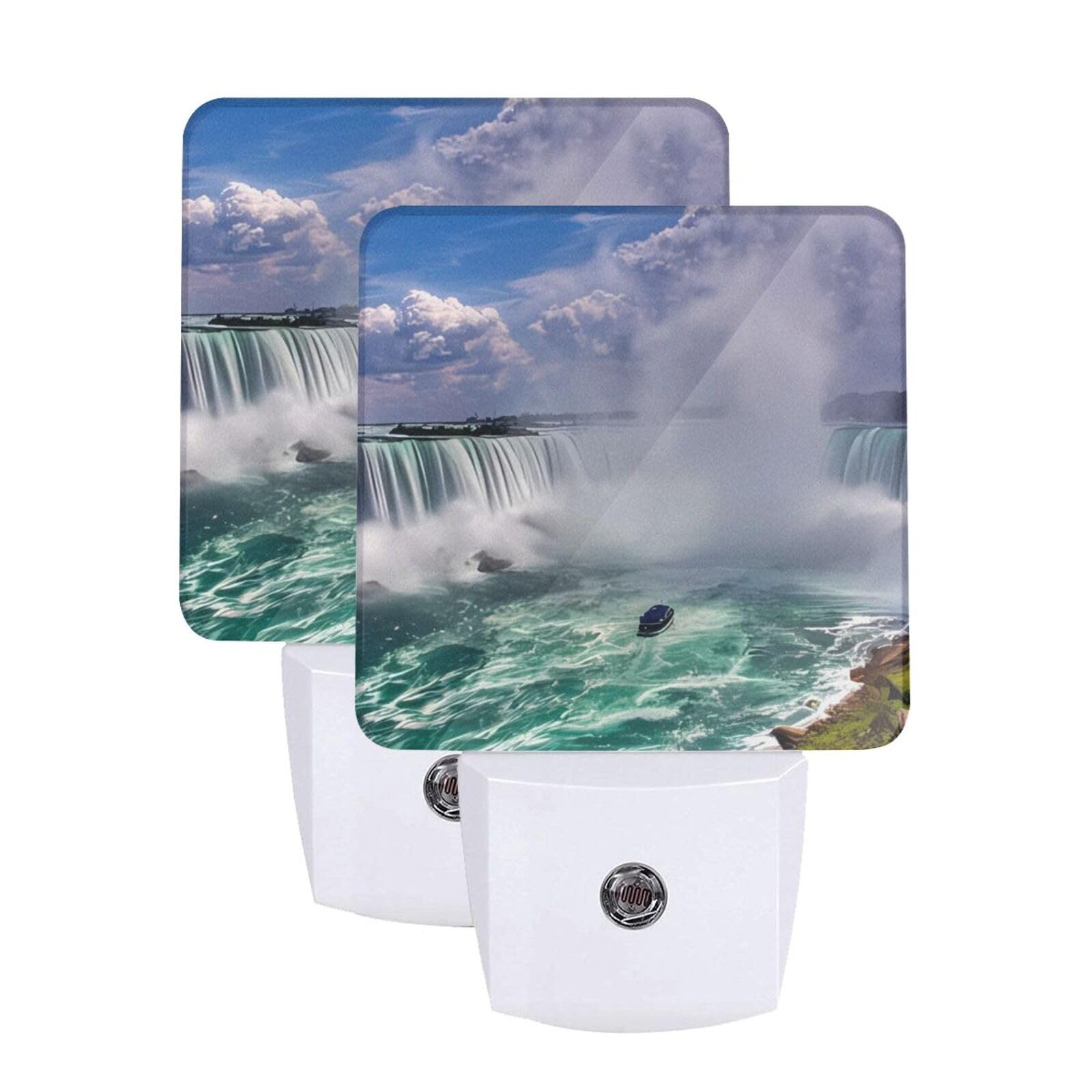 Niagara Falls LED Night Lights 2 Pack Plug in Night Light Dusk to Dawn Sensor Night Lamp Auto-On/Off Plug into Wall Nightlights for Adults Kids Room Bedroom Bathroom Decor