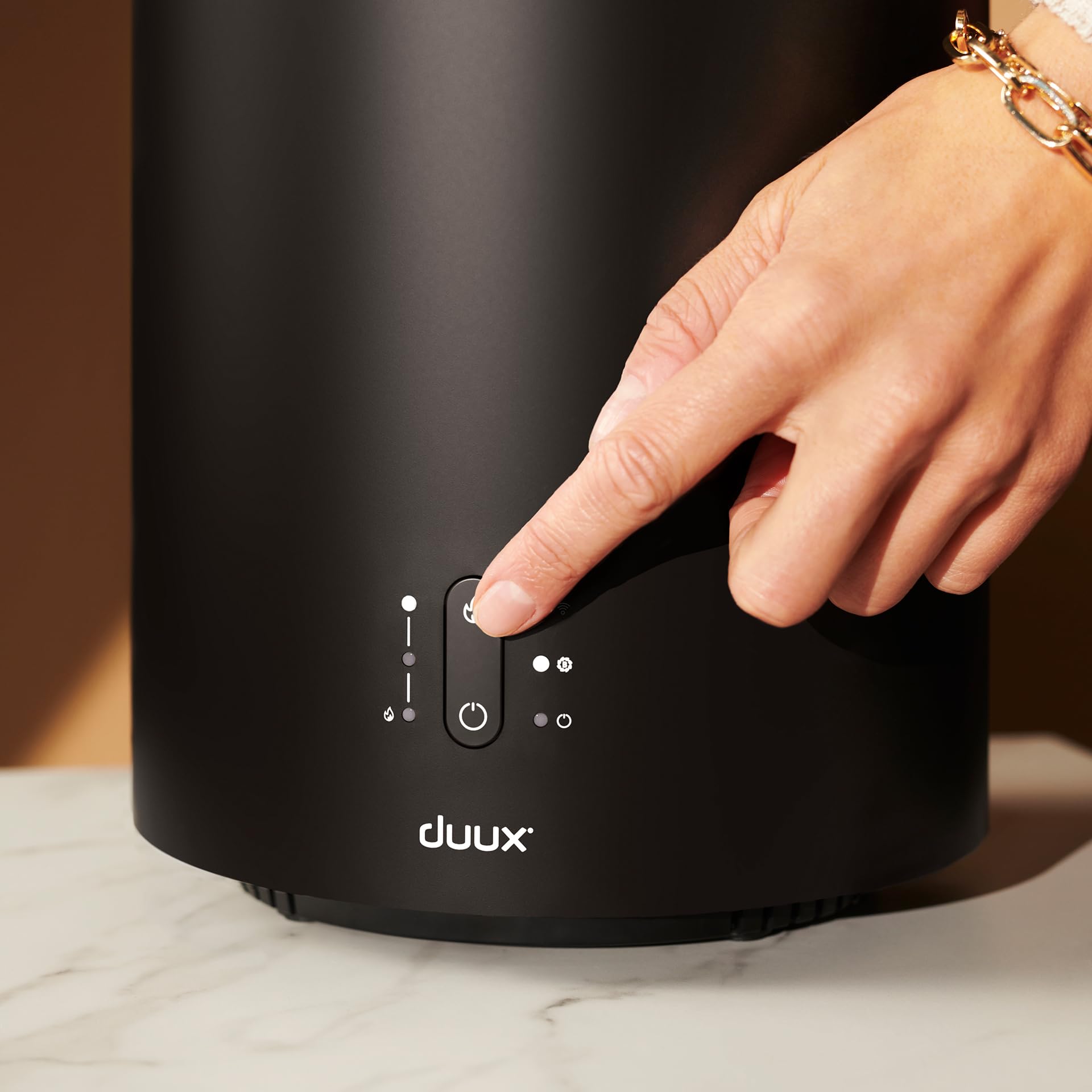 Duux Threesixty 2 Smart elektryczny piec grzewczy, ogrzewanie 1800 W z termostatem, 3 prędkości, sterowanie za pomocą aplikacji, ochrona przed przechyleniem i przegrzaniem, czarny