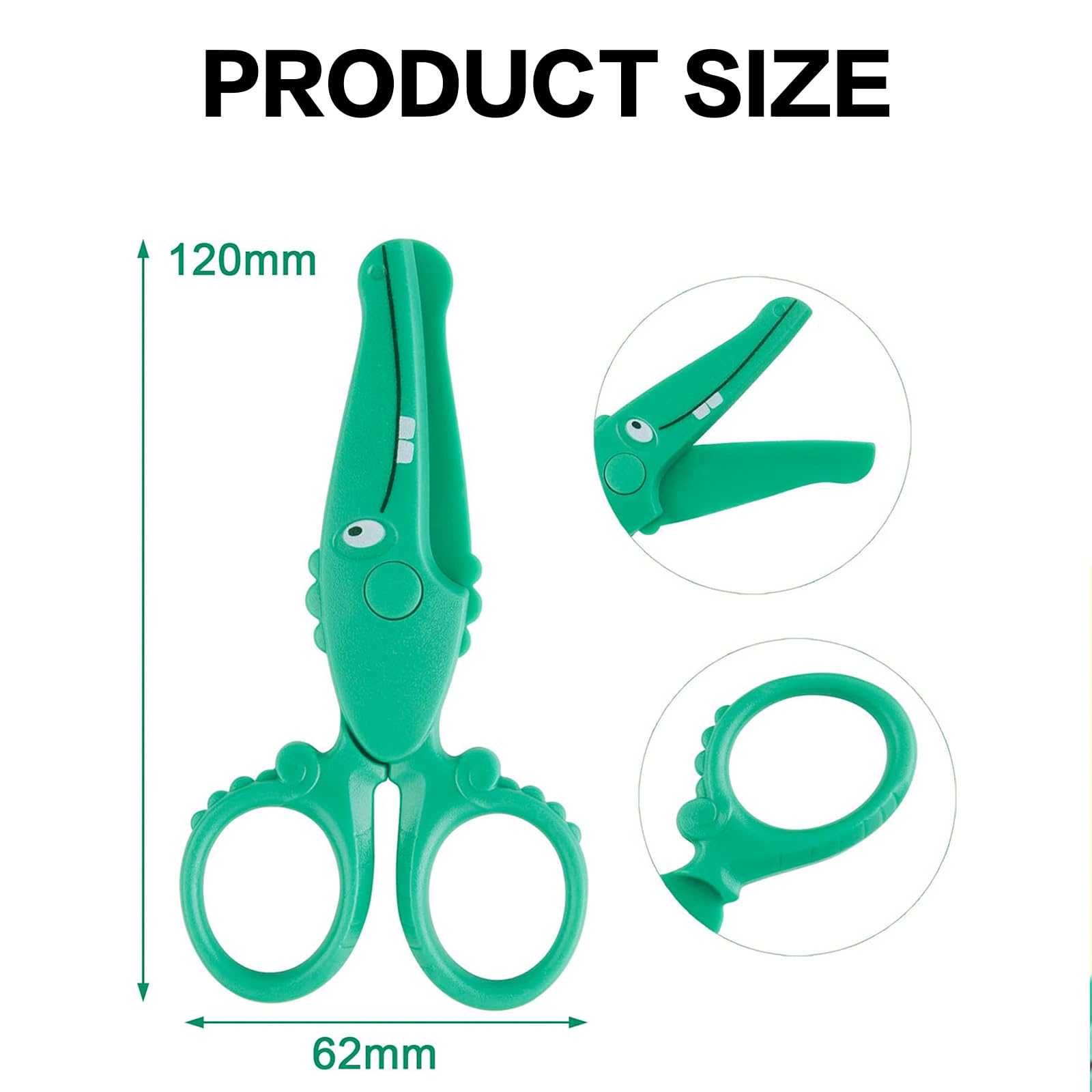 Kids Safety Scissors, Cute Crocodile Shape Design Kids Preschool Training Scissors, Art Craft Plastic Scissors for School Supplies and Scrapbooking Supplies,School Scissors,(Crocodile) - Image 2