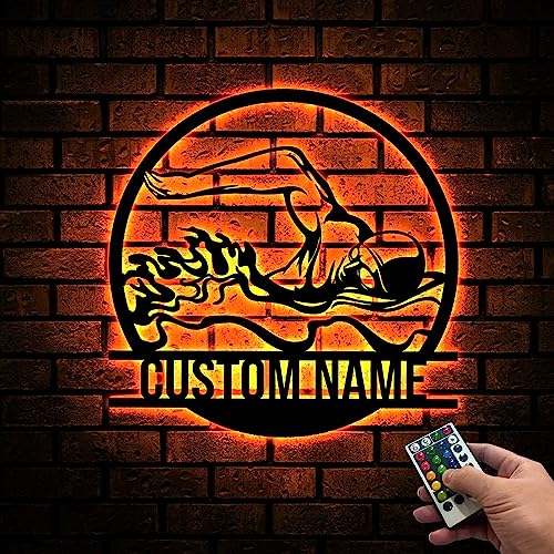 Metal Swimming Sign Led Light, Swimming Gifts, Swimming Pool Sign, Man Swimmer Gifts, Swim Team Name Sign, Xmas Birthday Decor, Home Decor