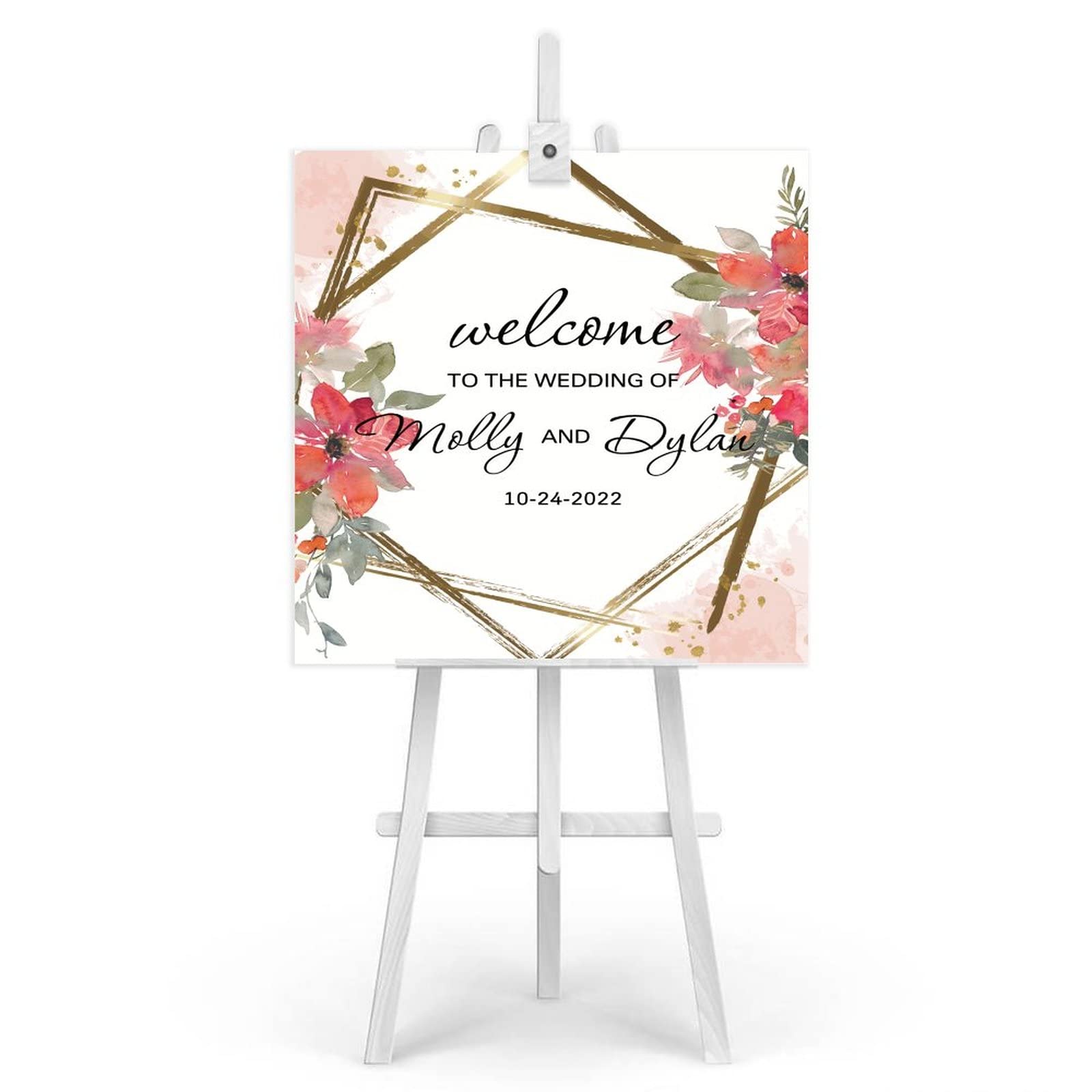 Holzschild mit Aufschrift "Welcome to The Wedding of Sign", Hochzeitsschild, Hochzeitsschild, Hochzeitsschilder, 50,8 x 50,8 cm