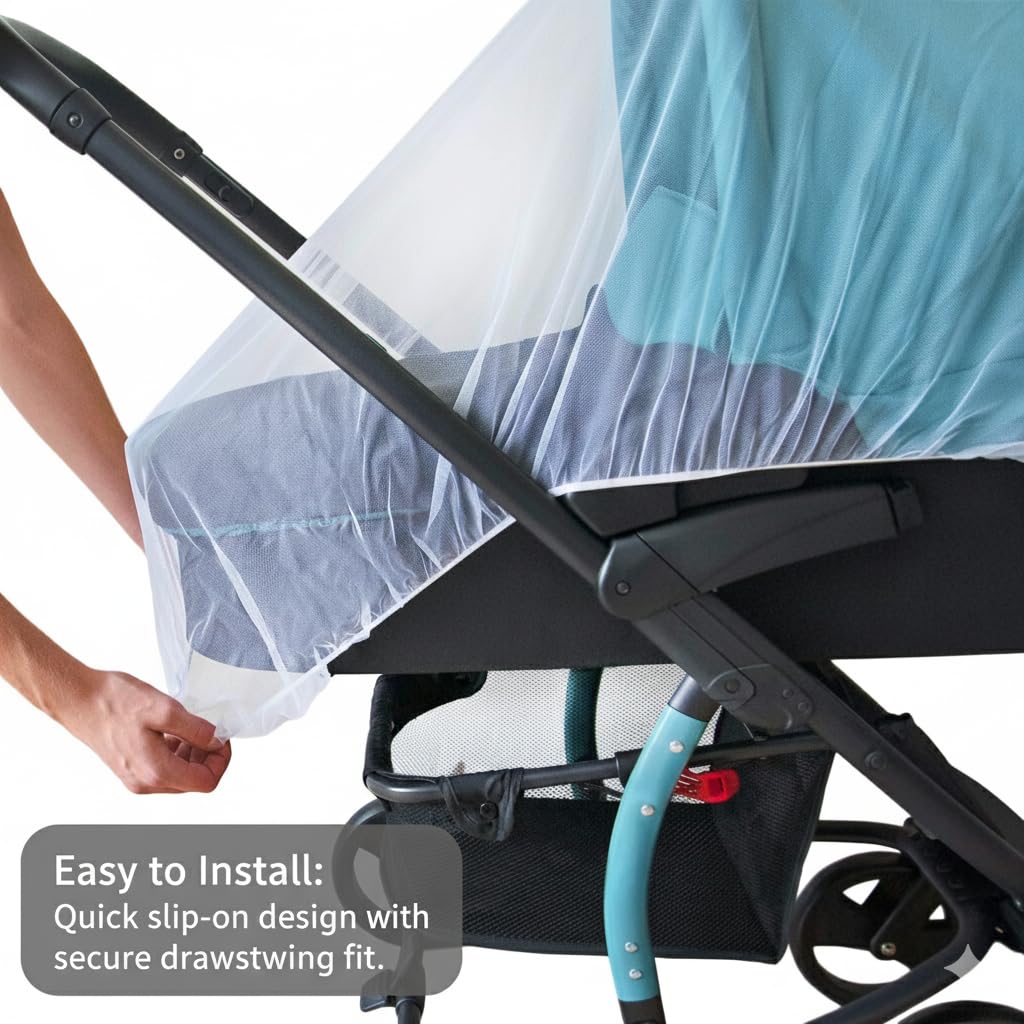 Safe-O-Kid Baby Mosquito Net | Fits for Baby Carrier, Pram, Stroller, Car Seat, Cradle, Rocker & Bouncer | Fabric, Breathable Outdoor Protection 2
