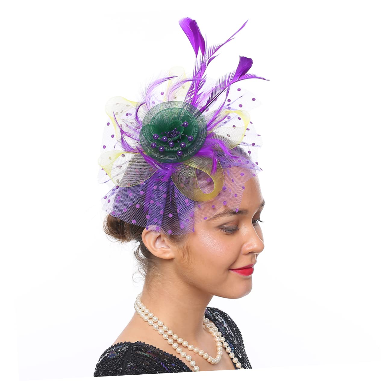 Abaodam 4pezzi Fascinator Da Sposa Con Fiori Colorati e Rete Per Tea Party e Matrimonio Accessorio Elegante Per Donne Per Cerimonie e Occasioni Speciali