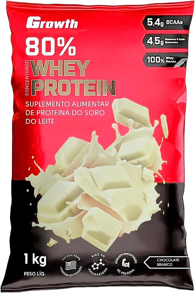 Whey Protein 80% Concentrado 1kg Chocolate Branco