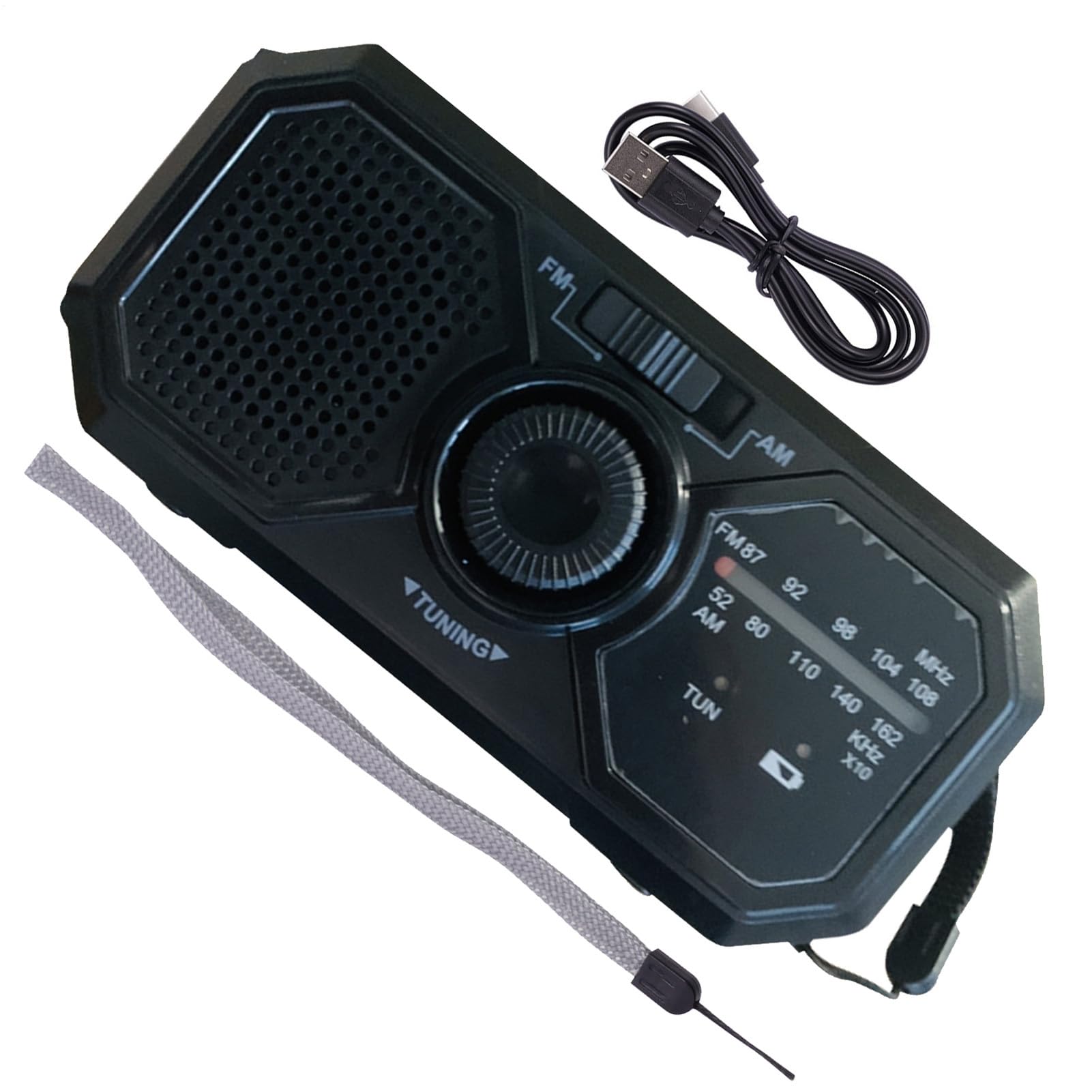 Radio de iluminación de manivela: Linterna LED multifunción, Recarga Solar y dinámica | Radio FM portátil, Cargador de Emergencia USB, Ideal para Acampar, Senderismo, apagones y Supervivencia