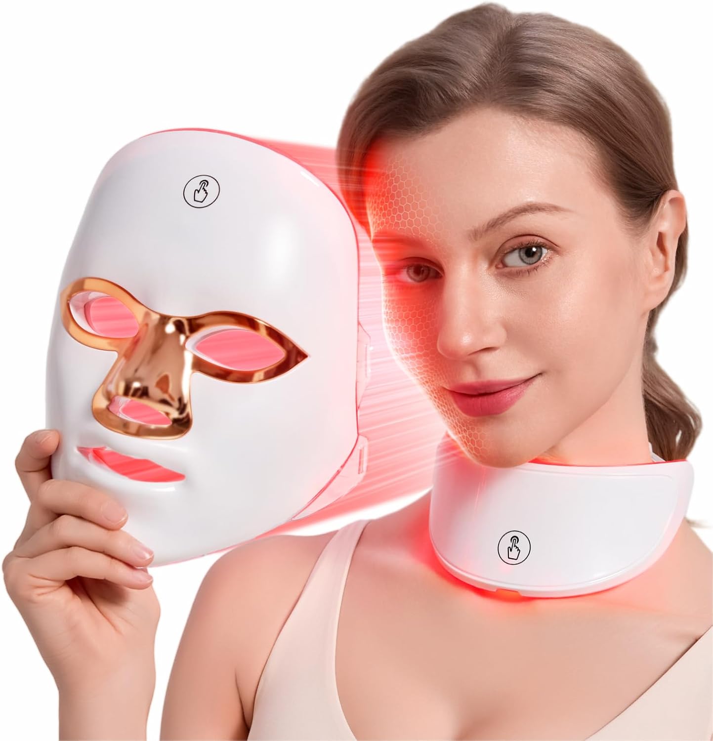 Red Light Therapy for Face and Neck, Red Light Therapy Mask Portable Led Face Mask Cordless, Eye-Protection for True Anti-Wrinkles Skincare at Home