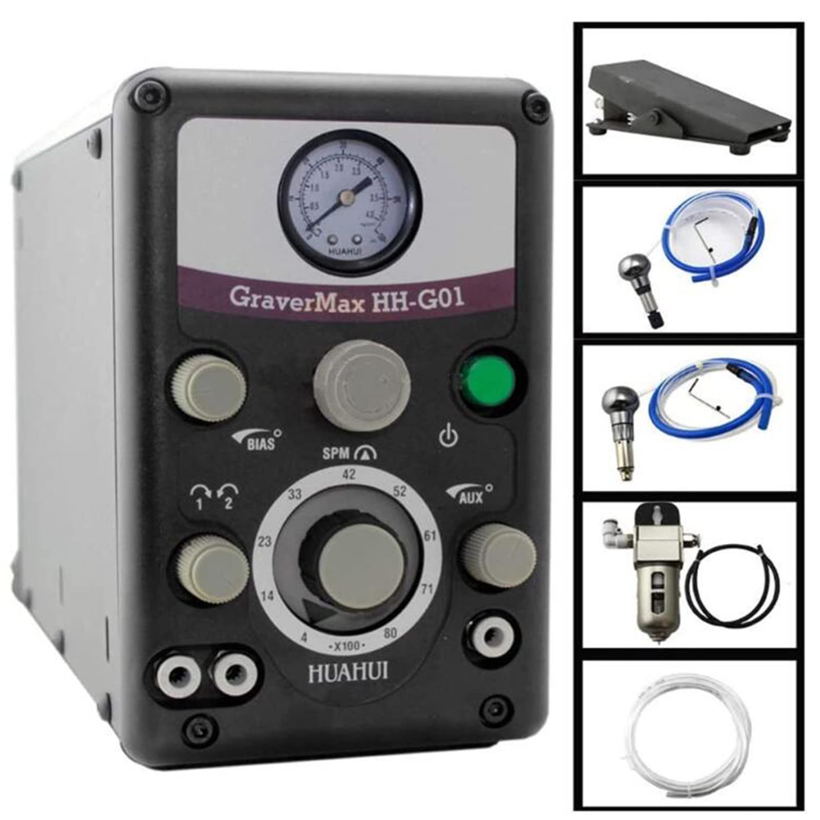 Kit de máquina de grabado neumática, herramienta de micrograbado de doble cabeza de velocidad ajustable para metal, manualidades de joyería, hierro forjado, grabado de precisión con pieza de mano